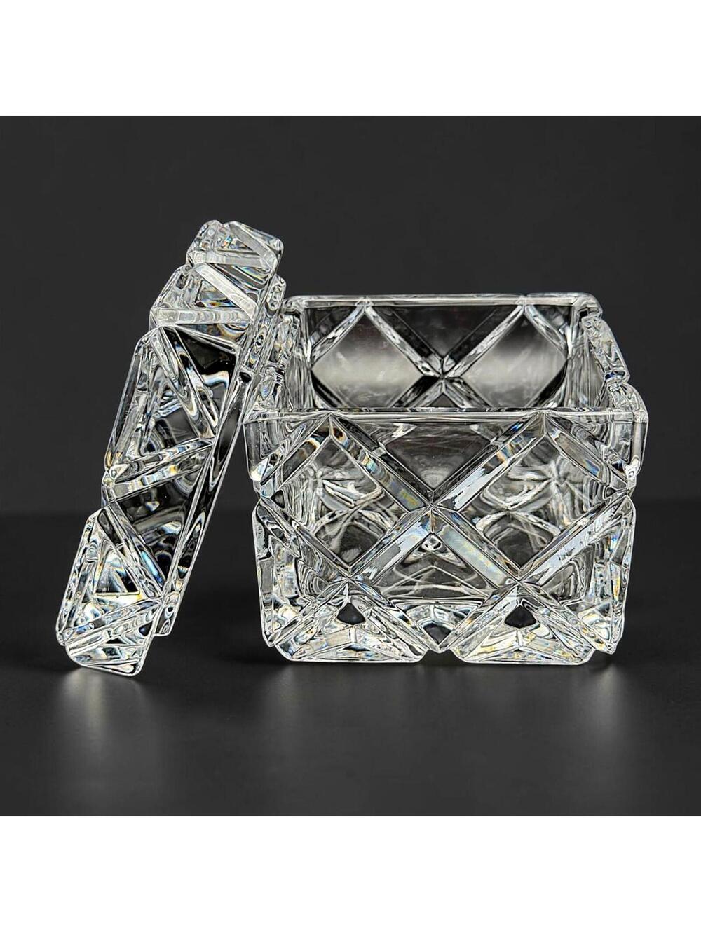 Mikasa Lead Crystal Covered Trinket Box with Lid Diamond Cut Crystal Jewelry Box